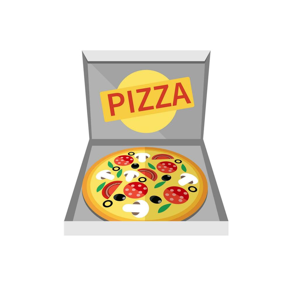 pizza en caja vector