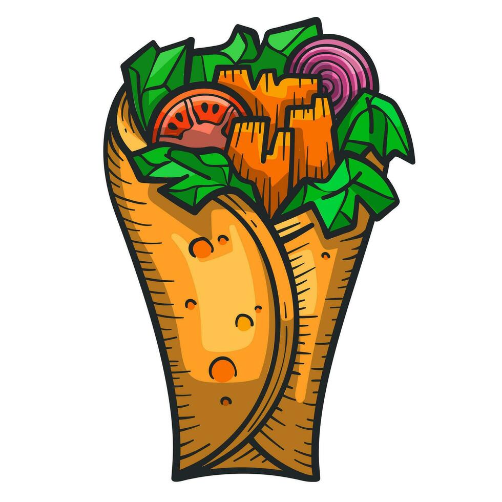 Hand drawn shawarma vector