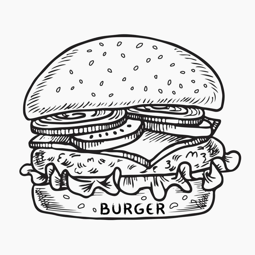 Burger outline vector