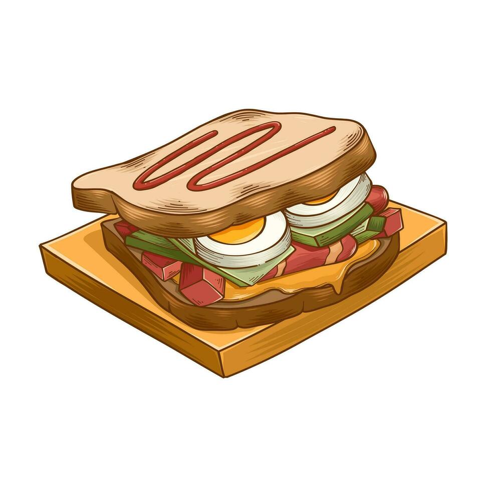 Sandwich hand drawn vector