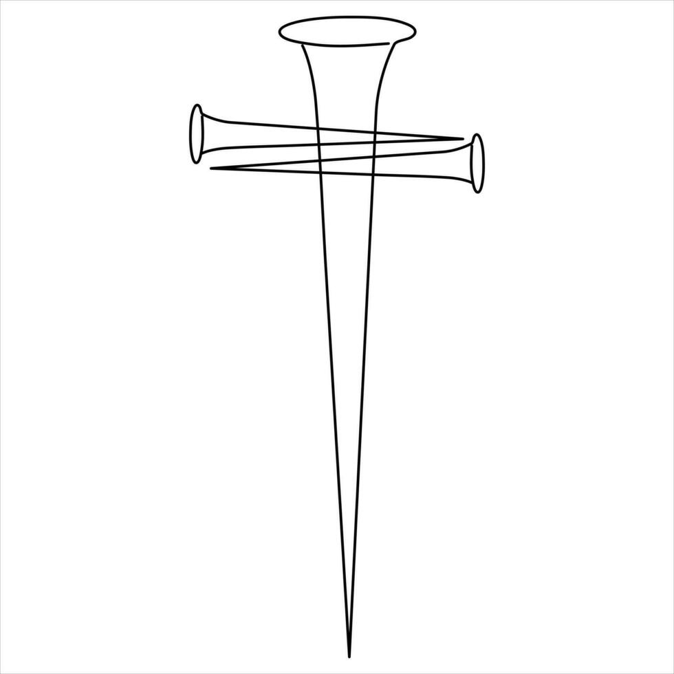 One line art drawing of praying good friday crucifixion outline art vector illustration