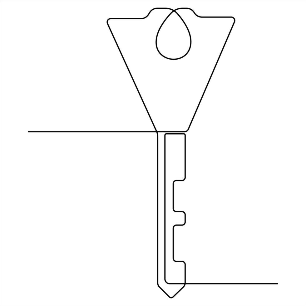 Continuous one line art drawing key vector outline art illustration