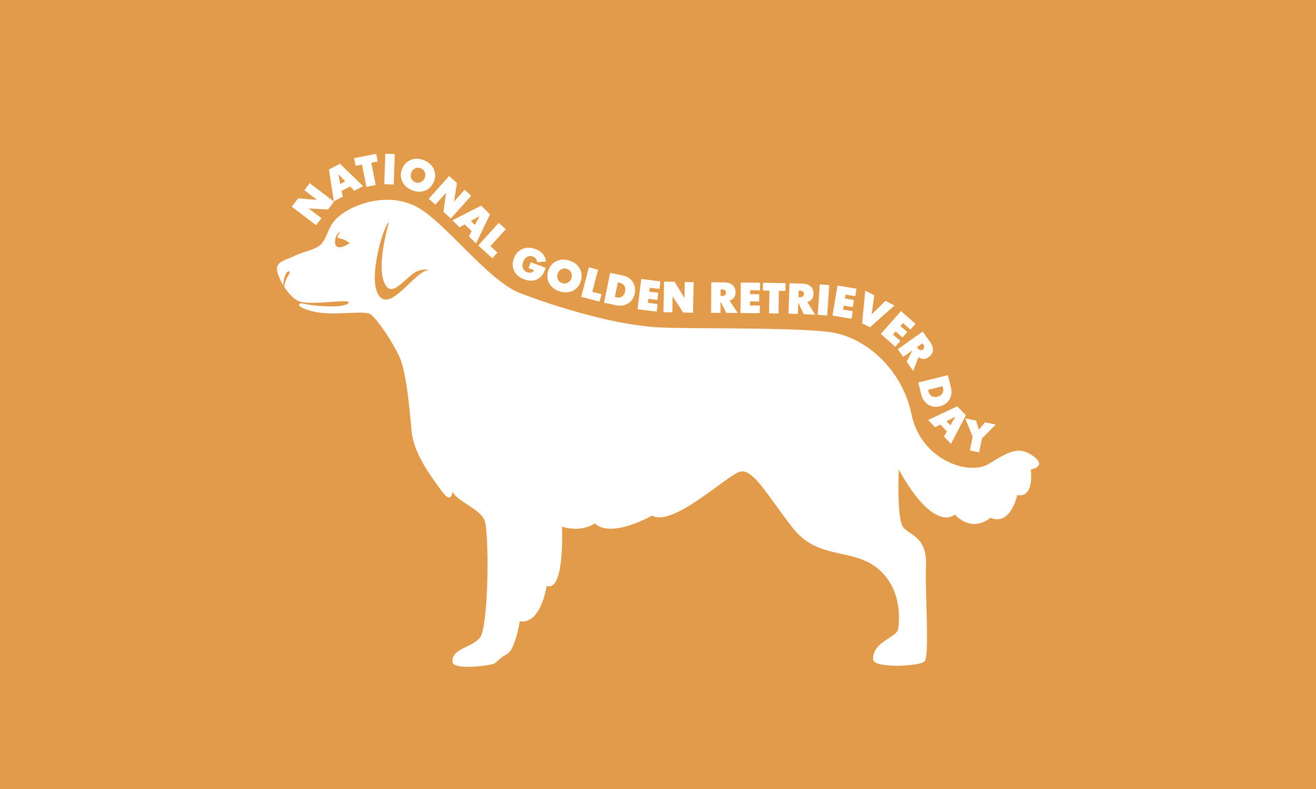 National Golden Retriever Day banner. Text and outline of a dog on a