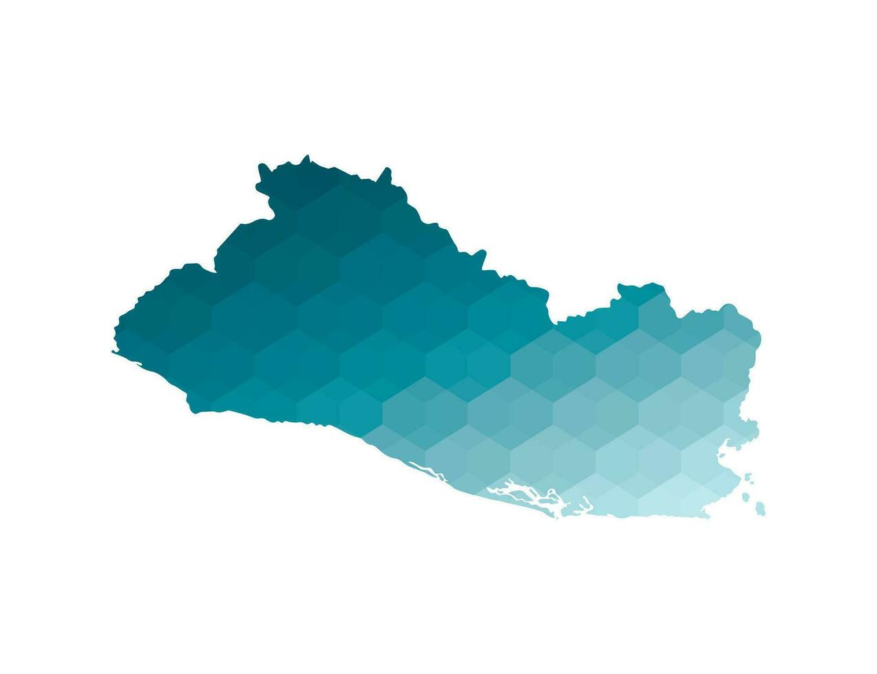 Vector isolated illustration icon with simplified blue silhouette of El Salvador map. Polygonal geometric style. White background.