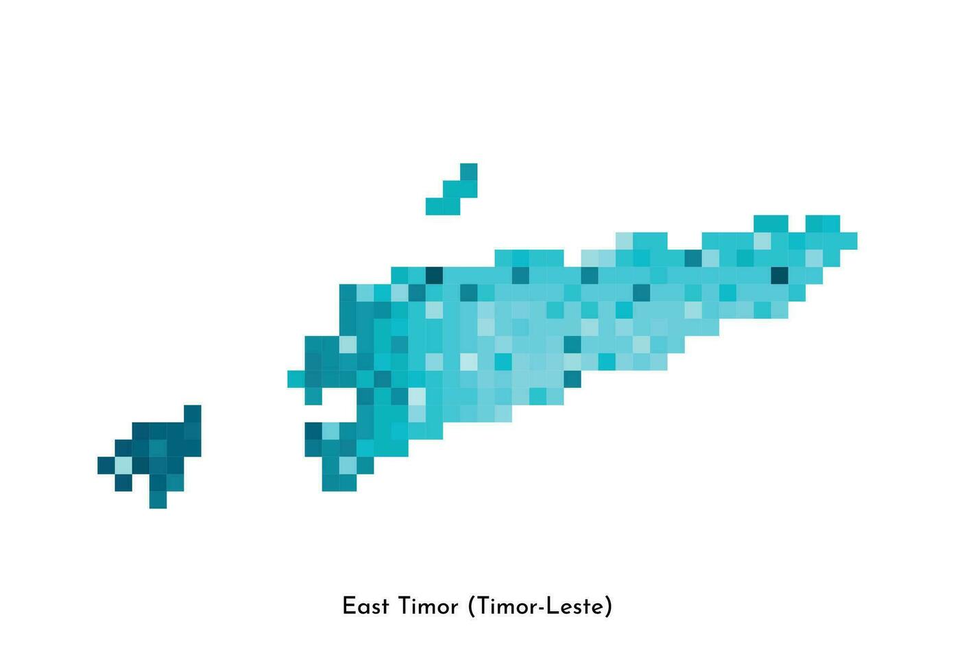 vector aislado geométrico ilustración con simplificado glacial azul silueta de este timor, Timor leste mapa. píxel Arte estilo para nft modelo. punteado logo con degradado textura en blanco antecedentes