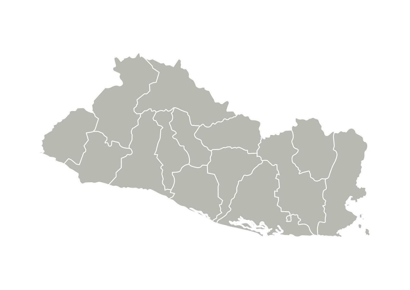 Vector isolated illustration of simplified administrative map of El Salvador. Borders of the departments, regions. Grey silhouettes. White outline