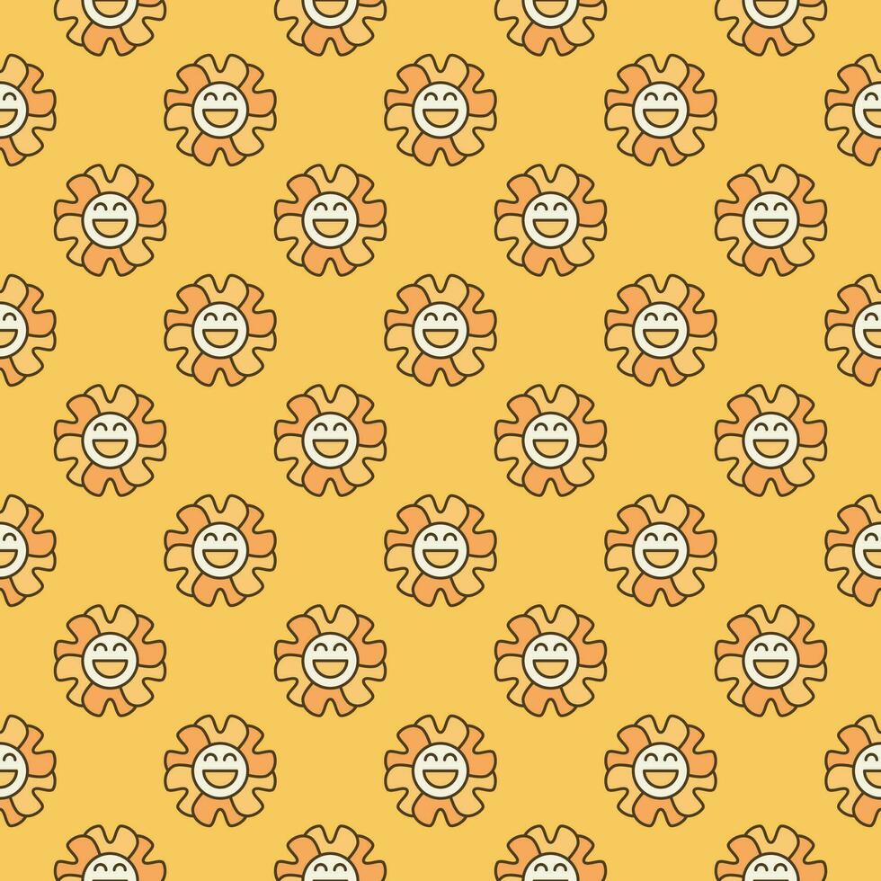 Groovy Funny Geometric Flower vector colored seamless pattern