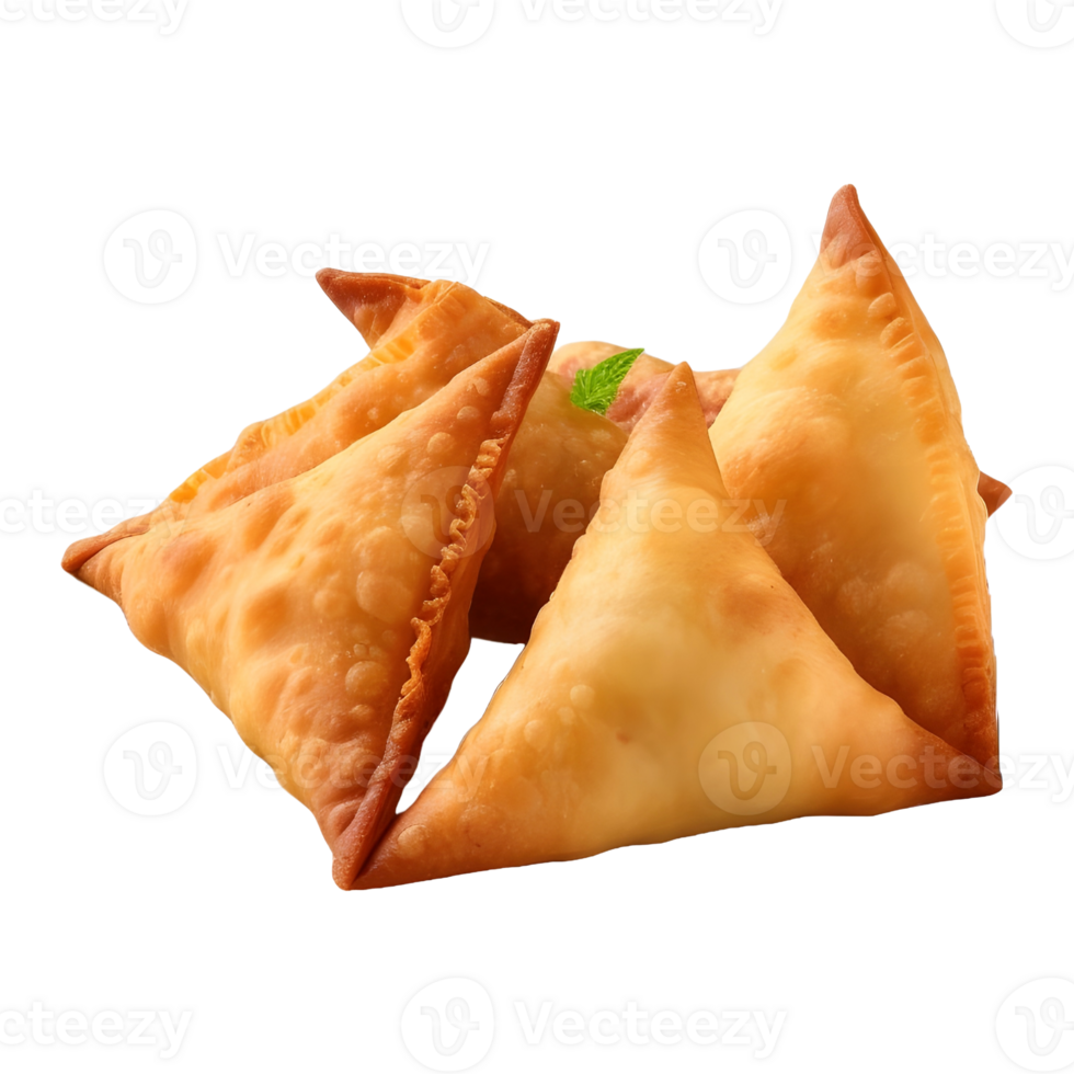 AI generated Crispy Samosas on Transparent background - Ai Generated png