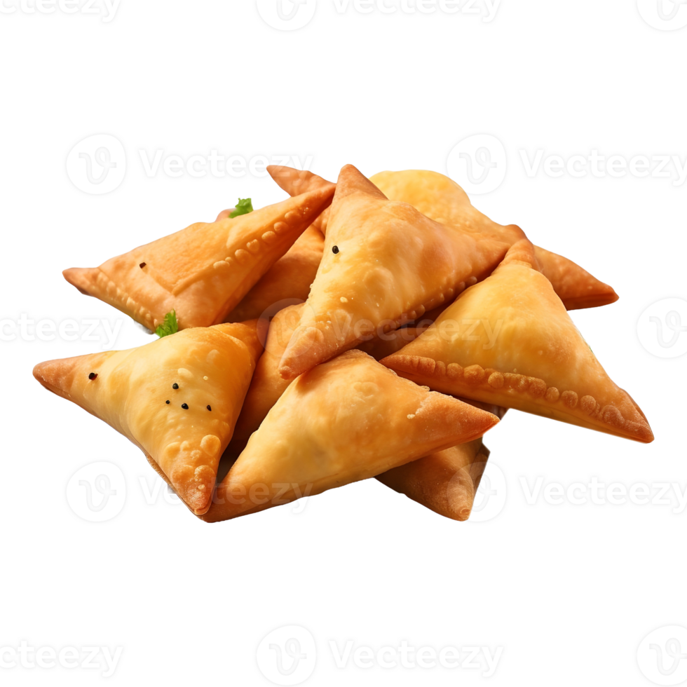 AI generated Crispy Samosas on Transparent background - Ai Generated png
