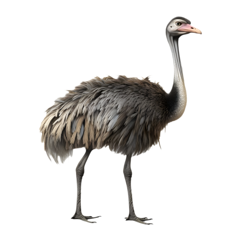 AI generated Ostrich Standing on Transparent background - Ai Generated png