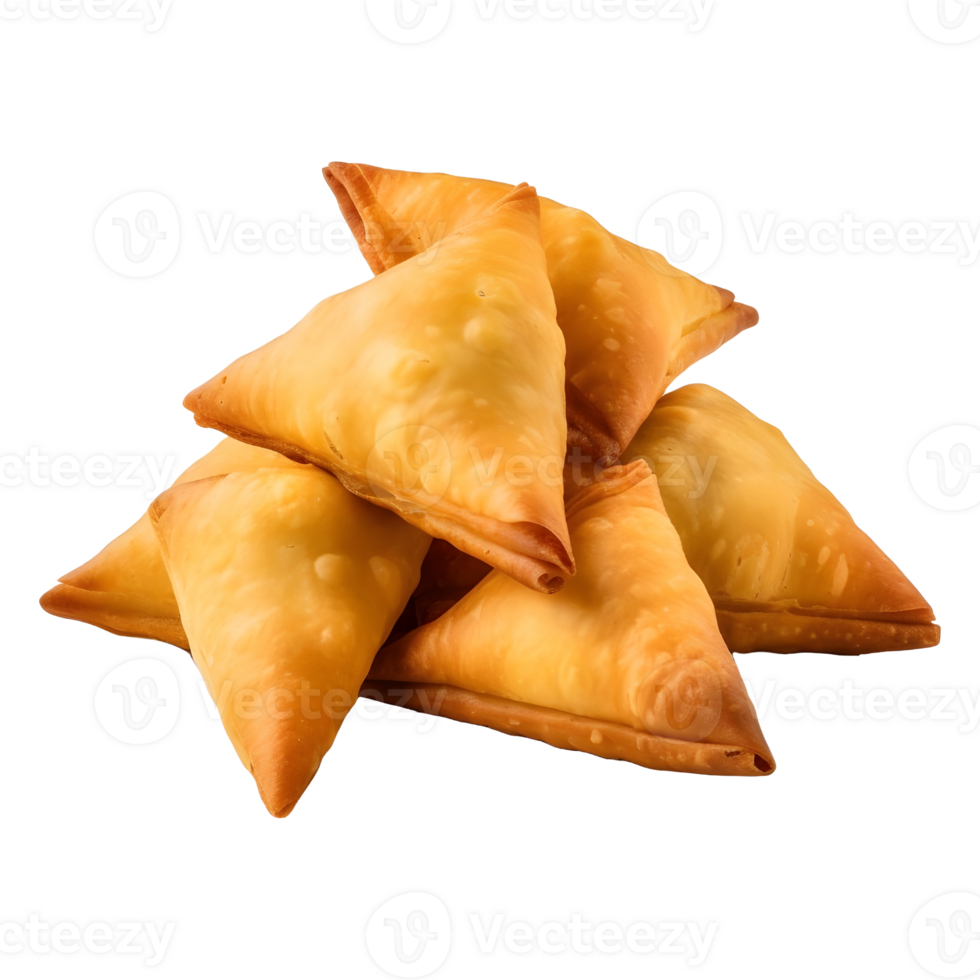 AI generated Crispy Samosas on Transparent background - Ai Generated png