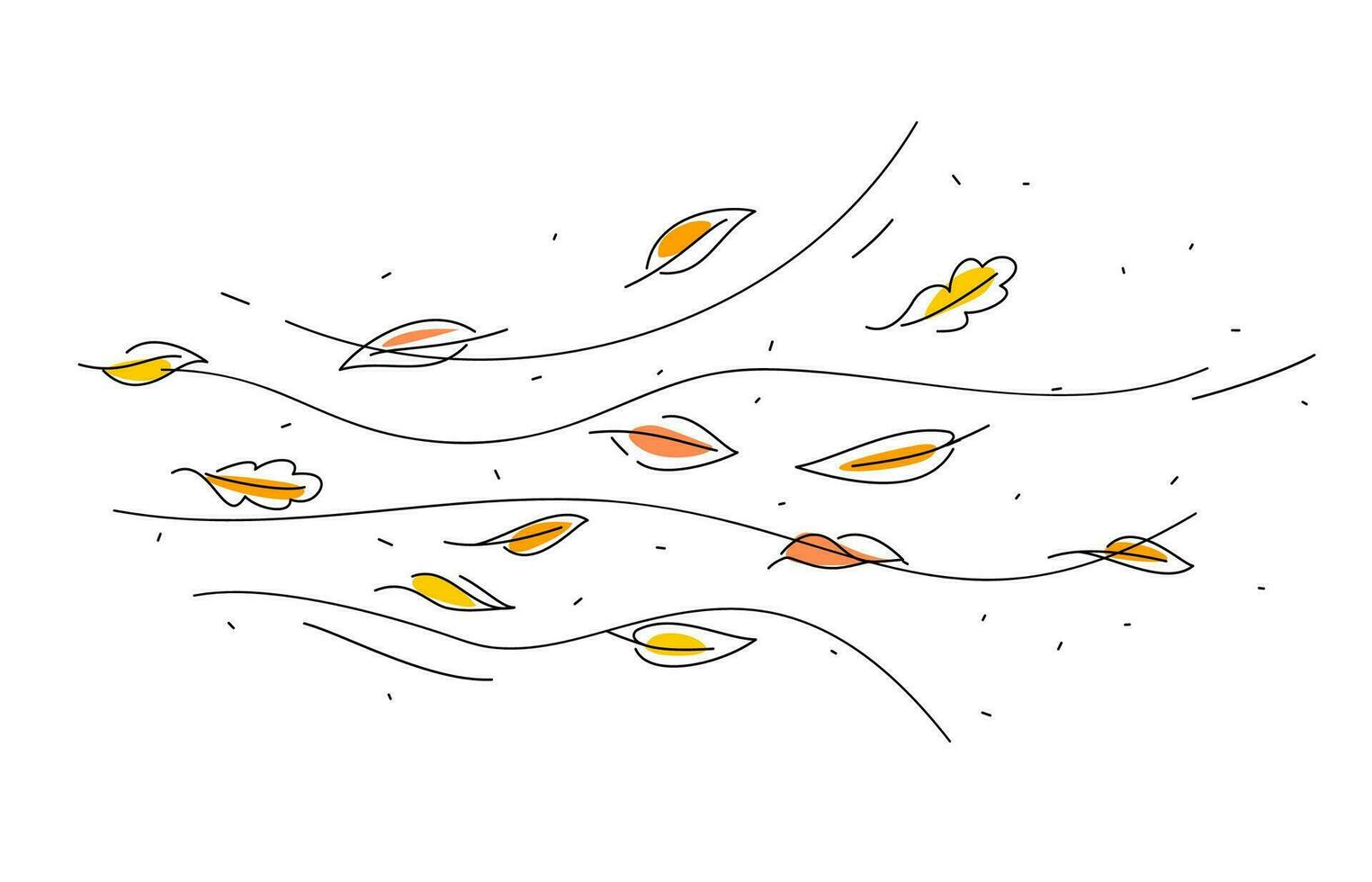 Wind air and doodle autumn color leaves motion vector