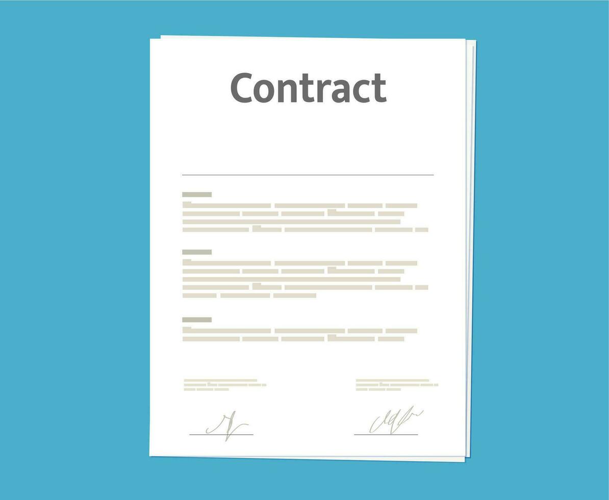 Paper contract document or signed legal agreement vector