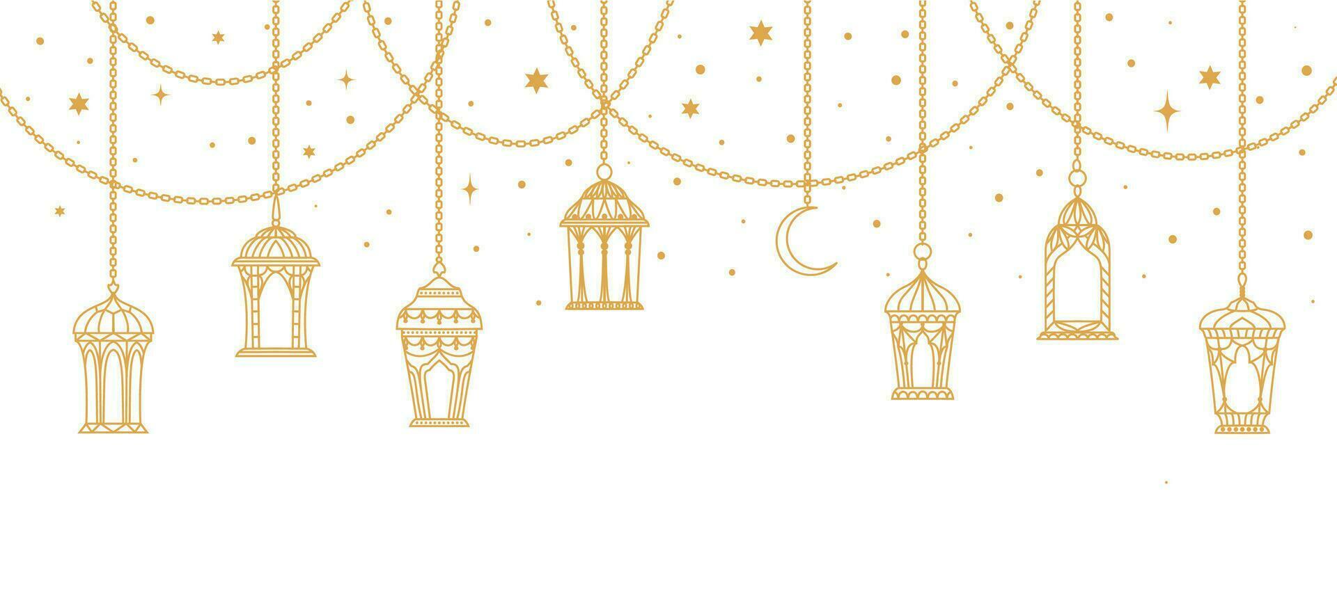 Eid Mubarak or ramadan kareem arabian lamp lantern vector