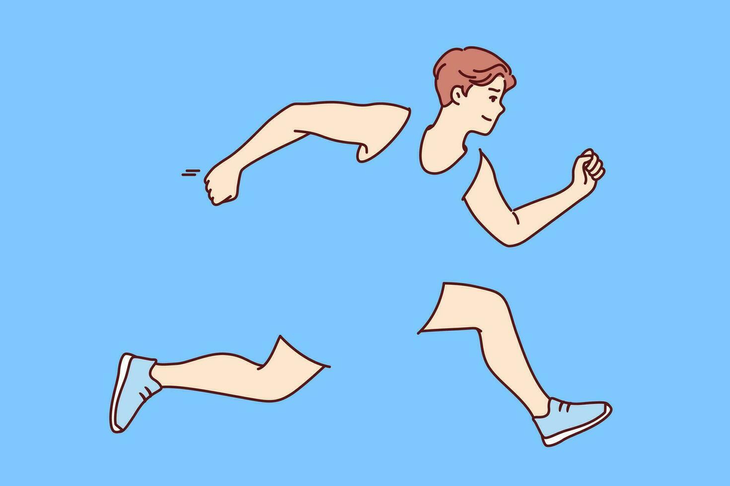 Man runs to have good health, winning sports tournaments or track, dressed in transparent clothes vector