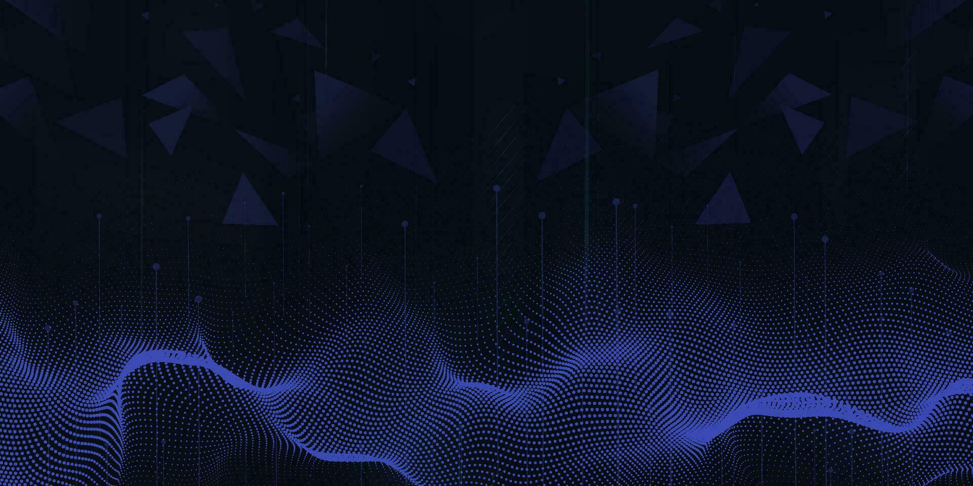 Digital technology futuristic internet network connection dark black background, blue abstract cyber information communication, Ai big data science, innovation future tech, line illustration vector 3d