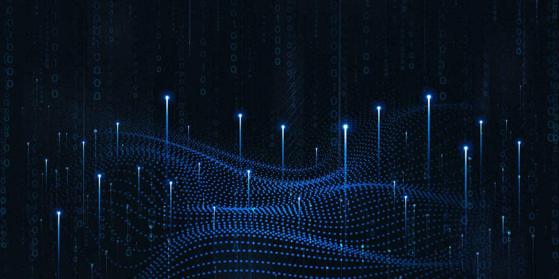 Digital technology futuristic internet network connection dark black background, blue abstract cyber information communication, Ai big data science, innovation future tech, line illustration vector 3d