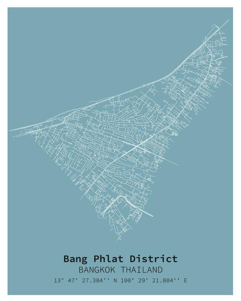 calle mapa de explosión plano distrito Bangkok, Tailandia vector