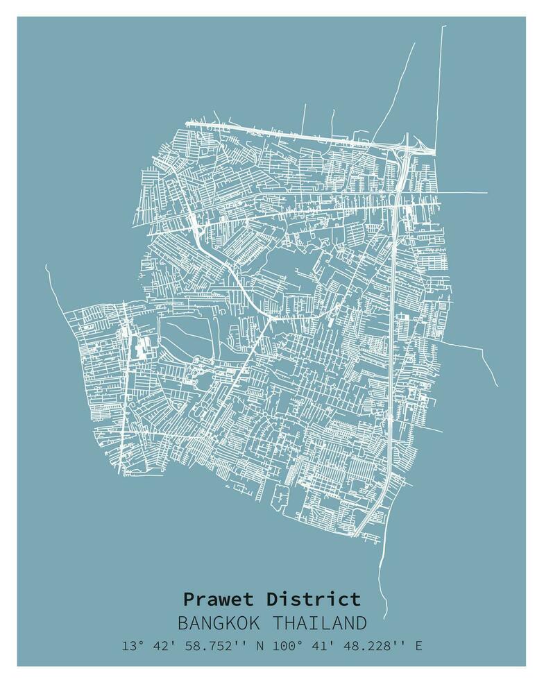 calle mapa de gambas distrito Bangkok, Tailandia vector