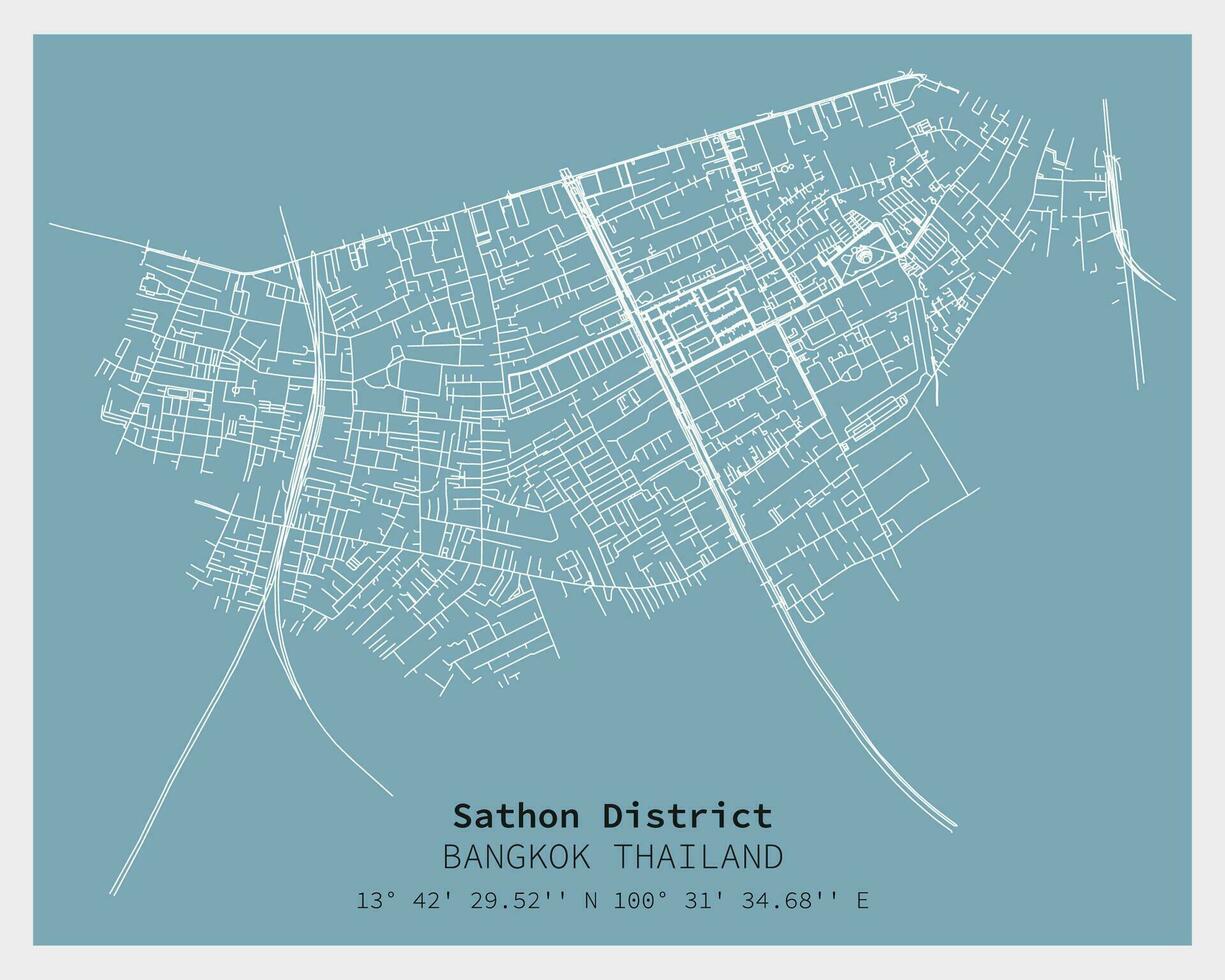 calle mapa de Satón distrito Bangkok, Tailandia vector