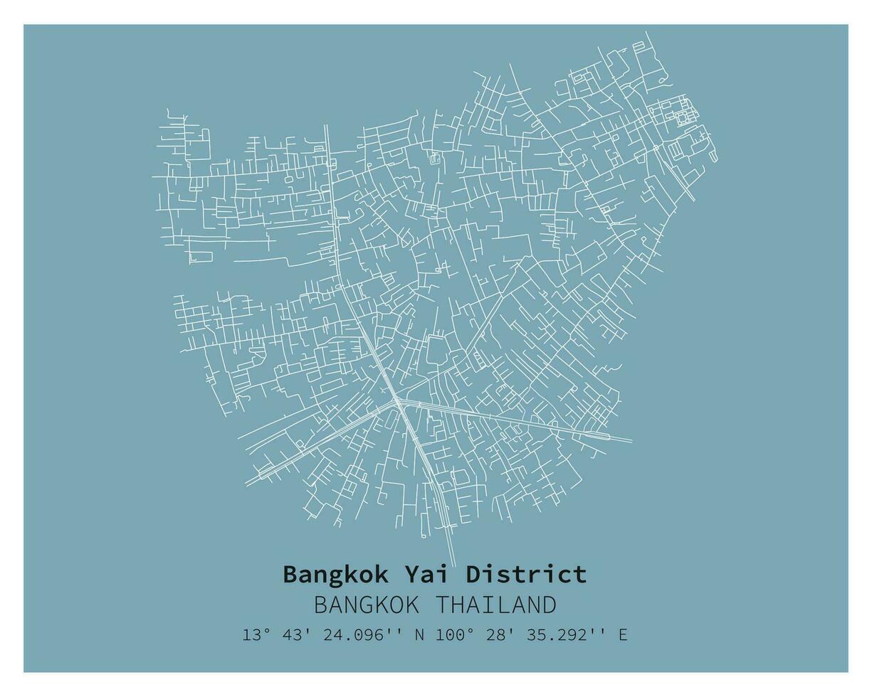 calle mapa de Bangkok yai distrito Bangkok, Tailandia vector