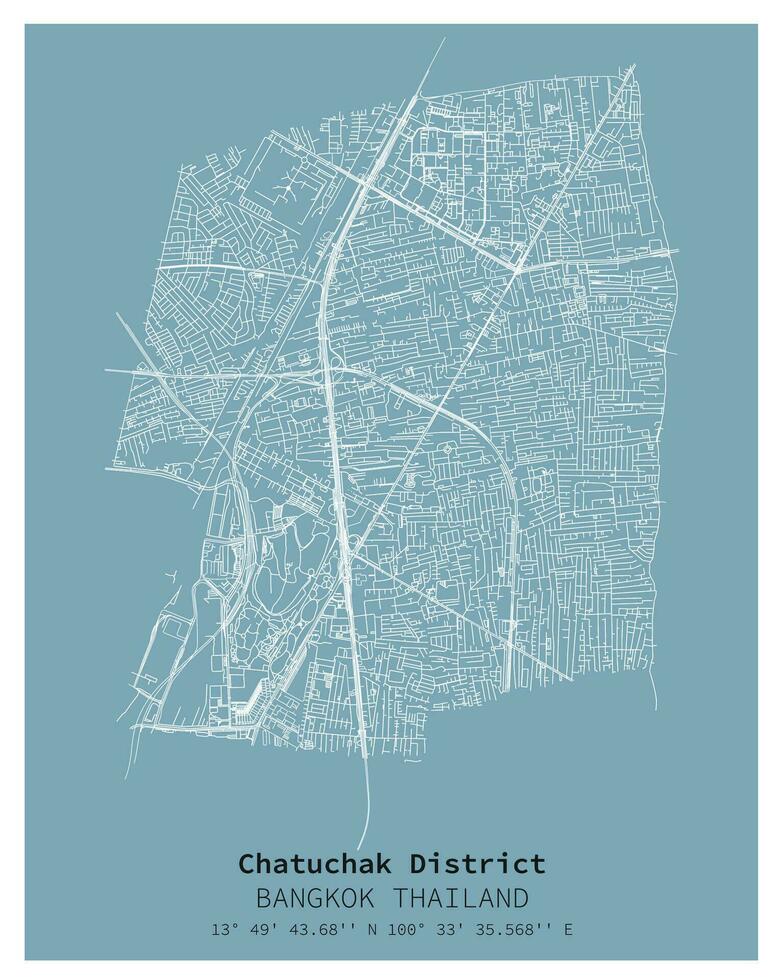 calle mapa de chatuchak distrito Bangkok, Tailandia vector