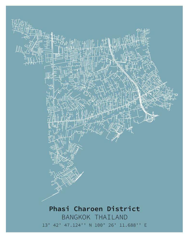 calle mapa de phasi charoen distrito Bangkok, Tailandia vector