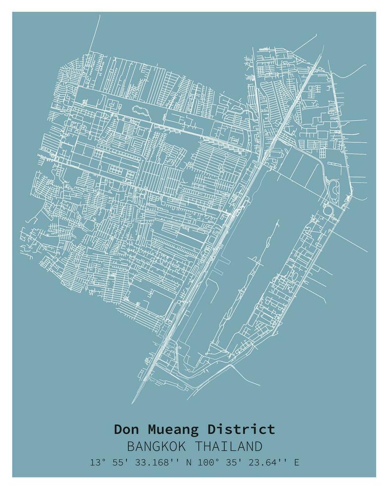 calle mapa de don mueang distrito Bangkok, Tailandia vector