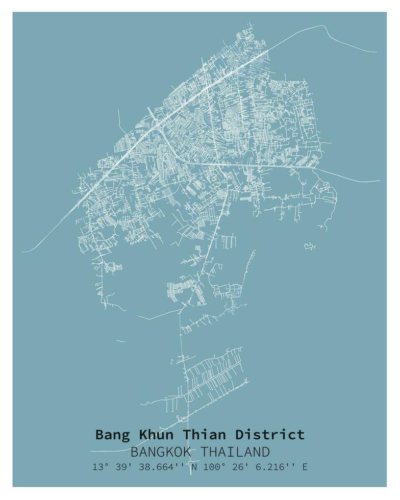 calle mapa de explosión khun thian distrito Bangkok, Tailandia vector