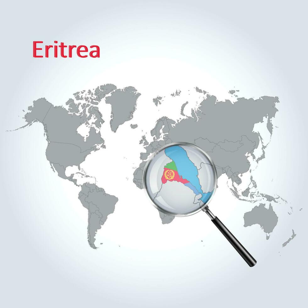 Magnified map Eritrea with the flag of Eritrea enlargement of maps, Vector Art