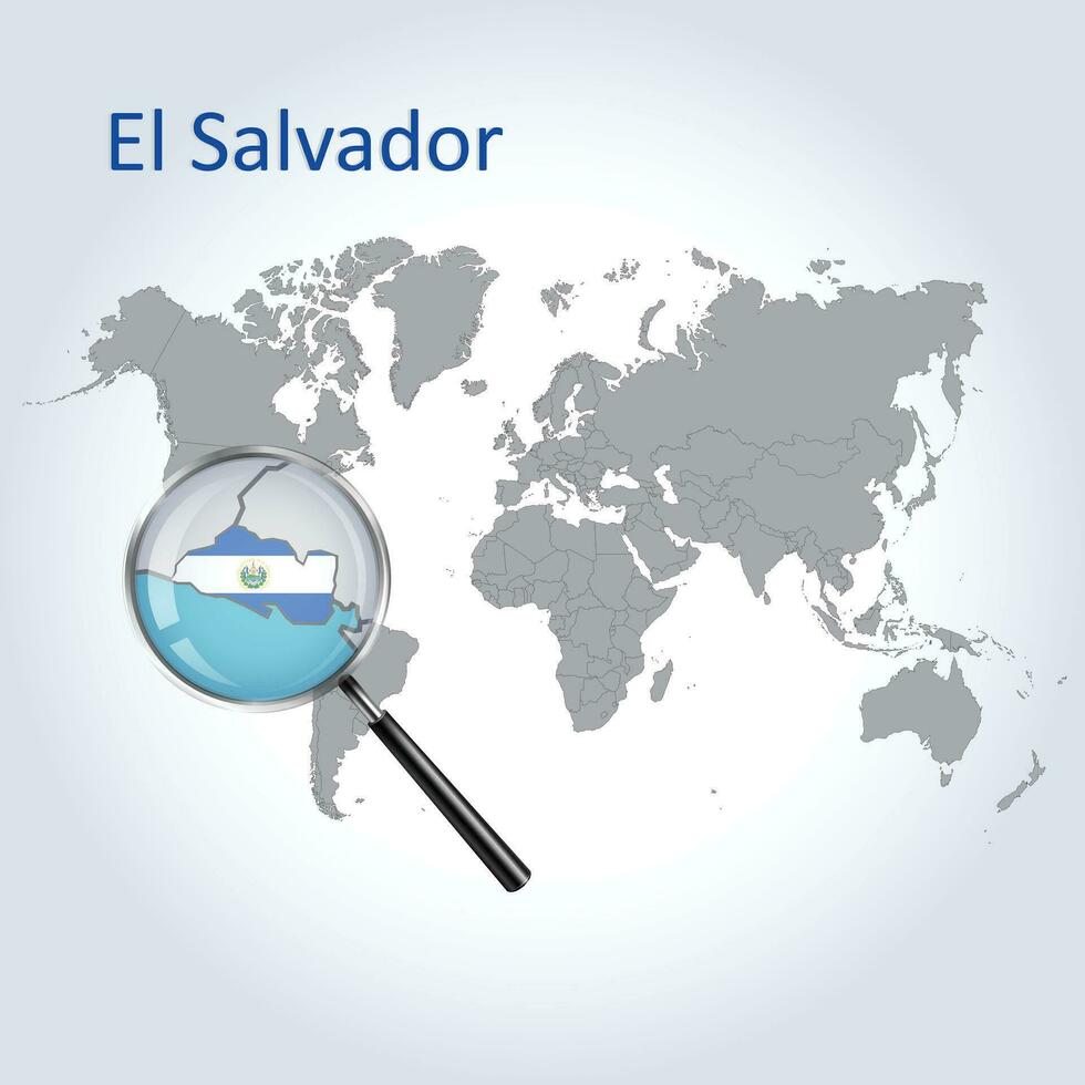 magnificado mapa de el el Salvador con el bandera de el el Salvador ampliación de mapas, vector Arte