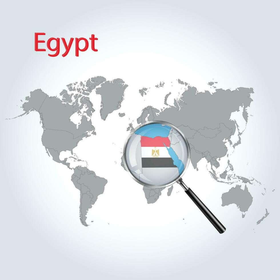magnificado mapa Egipto con el bandera de Egipto ampliación de mapas, vector Arte