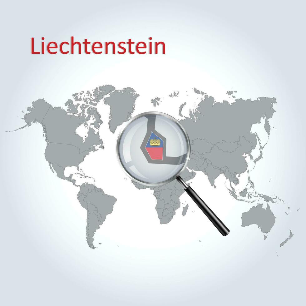magnificado mapa Liechtenstein con el bandera de Liechtenstein ampliación de mapas, vector Arte