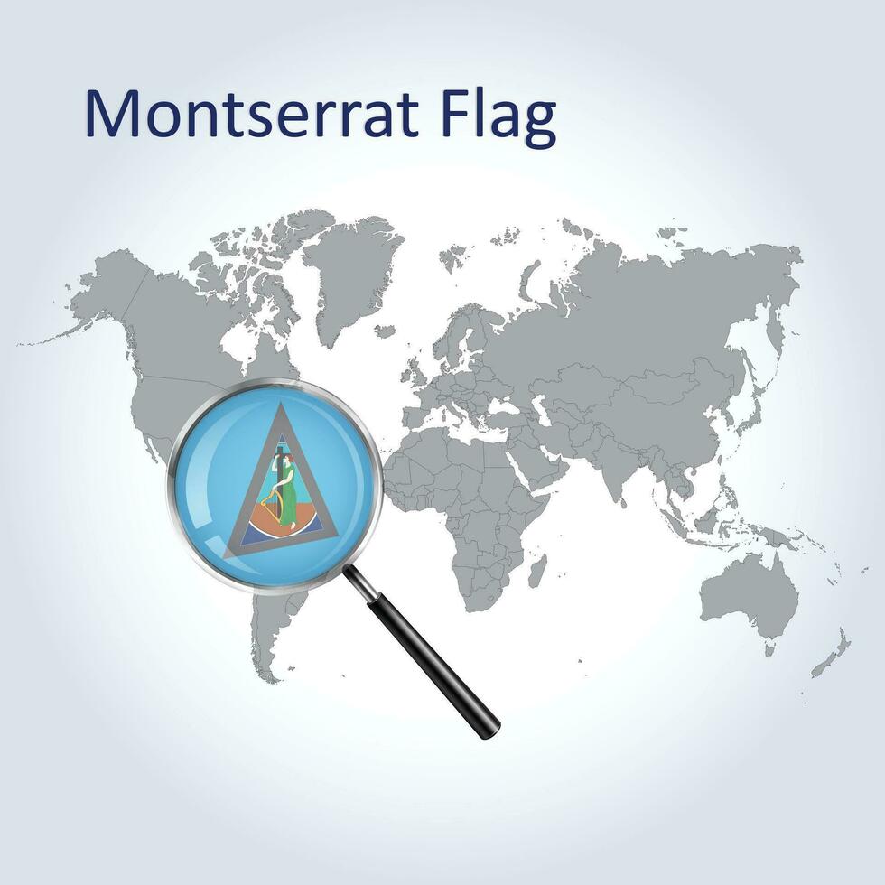 Magnified map Montserrat with the flag of Montserrat enlargement of maps, Vector Art