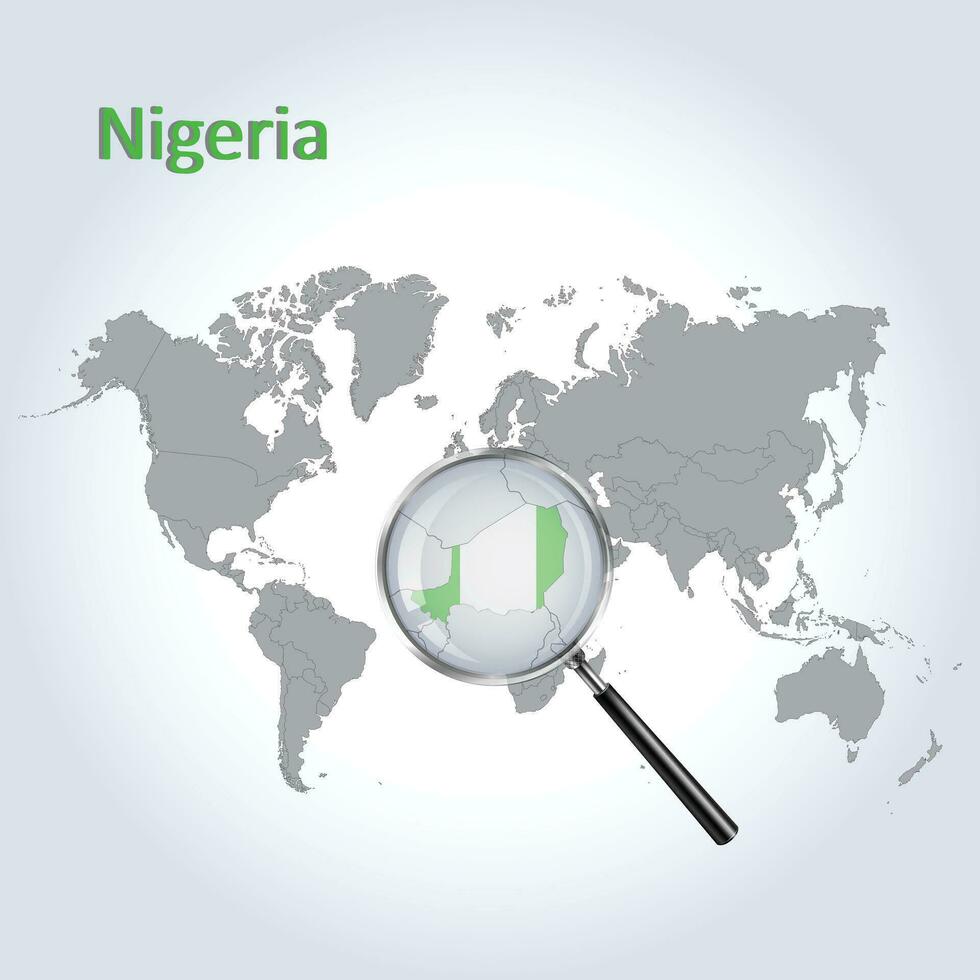 magnificado mapa Nigeria con el bandera de Nigeria ampliación de mapas, vector Arte
