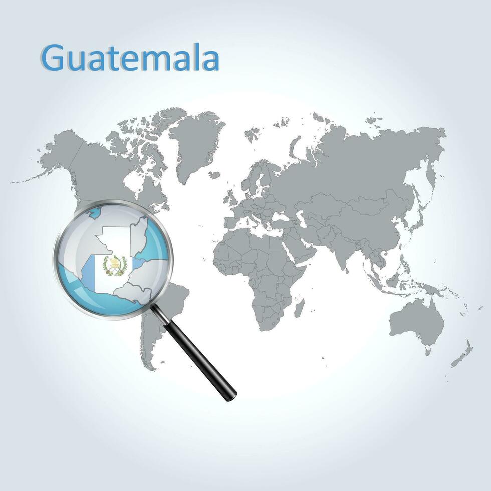 Magnified map Guatemala with the flag of Guatemala enlargement of maps, Vector Art