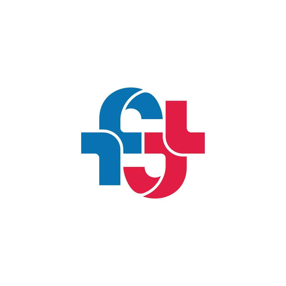 letter ft linked ambigram curves colorful logo vector