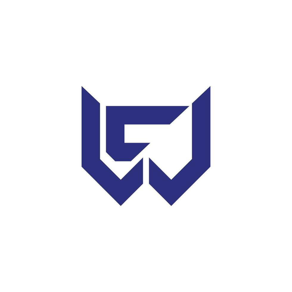 letter cw simple geometric line logo vector