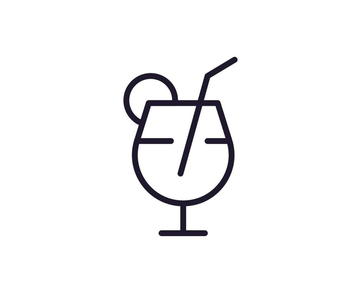 Single line icon of cocktail on isolated white background. High quality editable stroke for mobile apps, web design, websites, online shops etc. vector