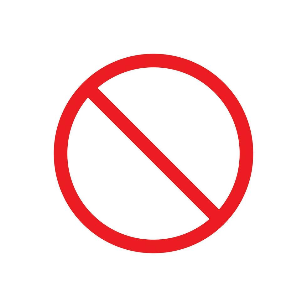 Vector black line icon prohibitory red sign in the form of a circle isolated on white background
