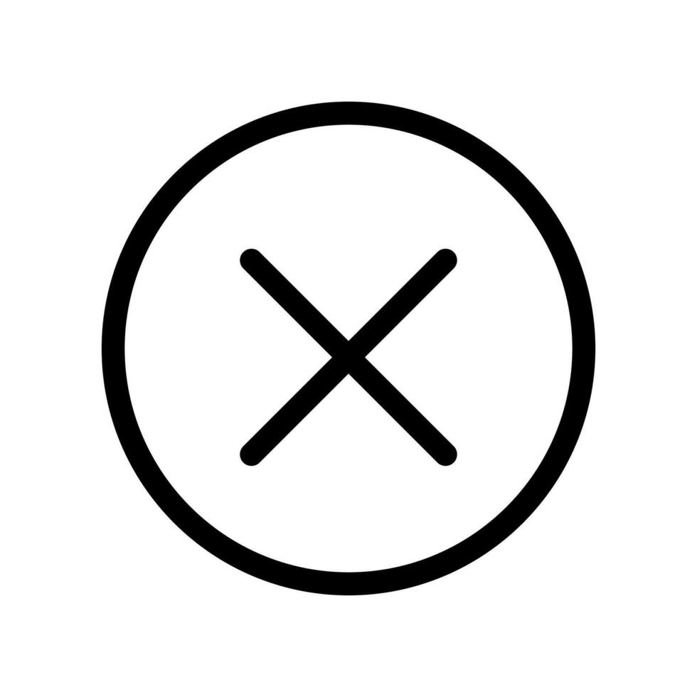 Vector black line icon button delete isolated on white background