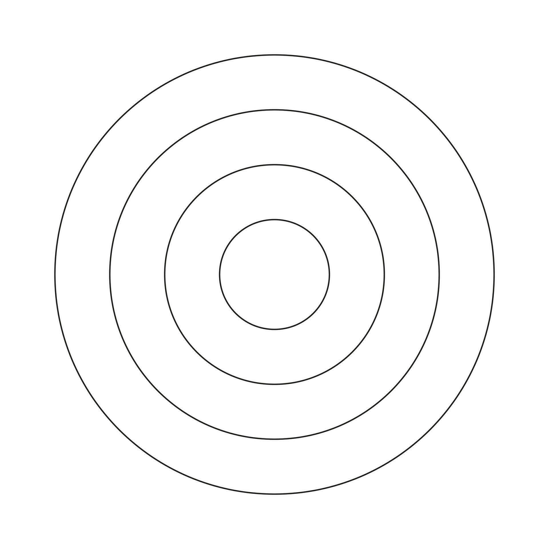 Polar grid of 3 concentric circles. Circle diagram divided on three