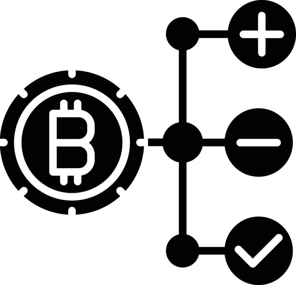 bitcoin estructura sólido y glifo vector ilustración