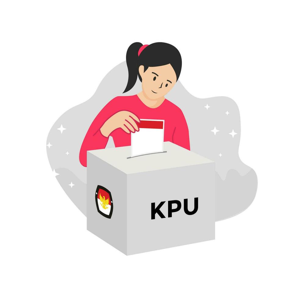 procedures for voting at the polling station. Indonesian election illustration vector