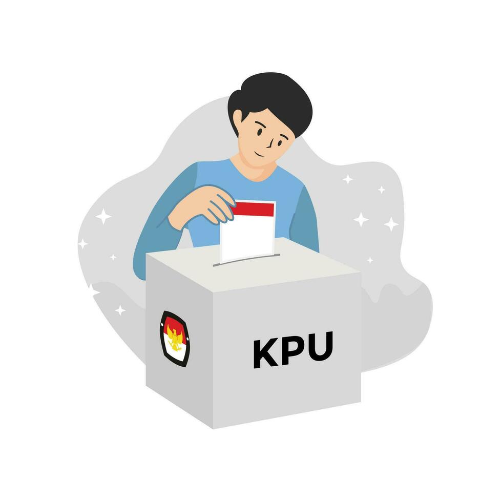 procedures for voting at the polling station. Indonesian election illustration vector