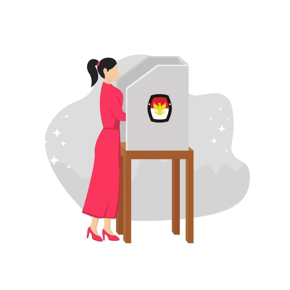 procedures for voting at the polling station. Indonesian election illustration vector