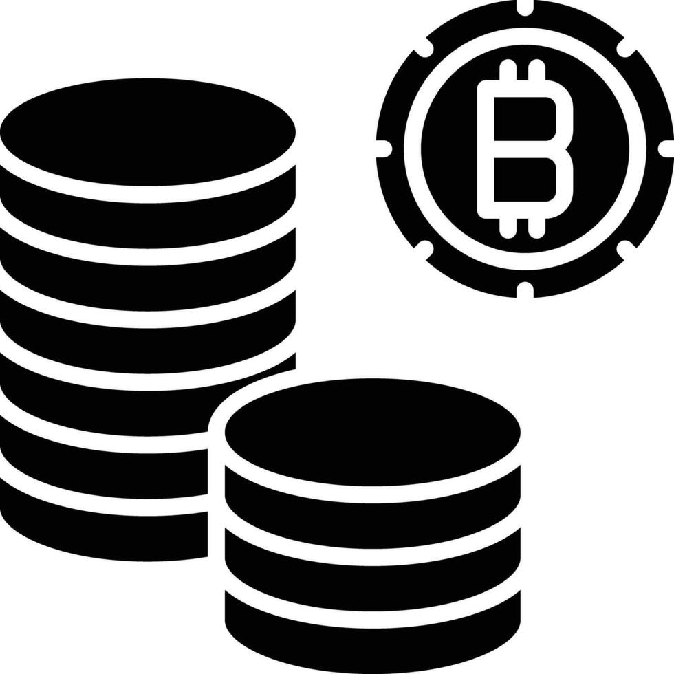 bitcoin dinero sólido y glifo vector ilustración