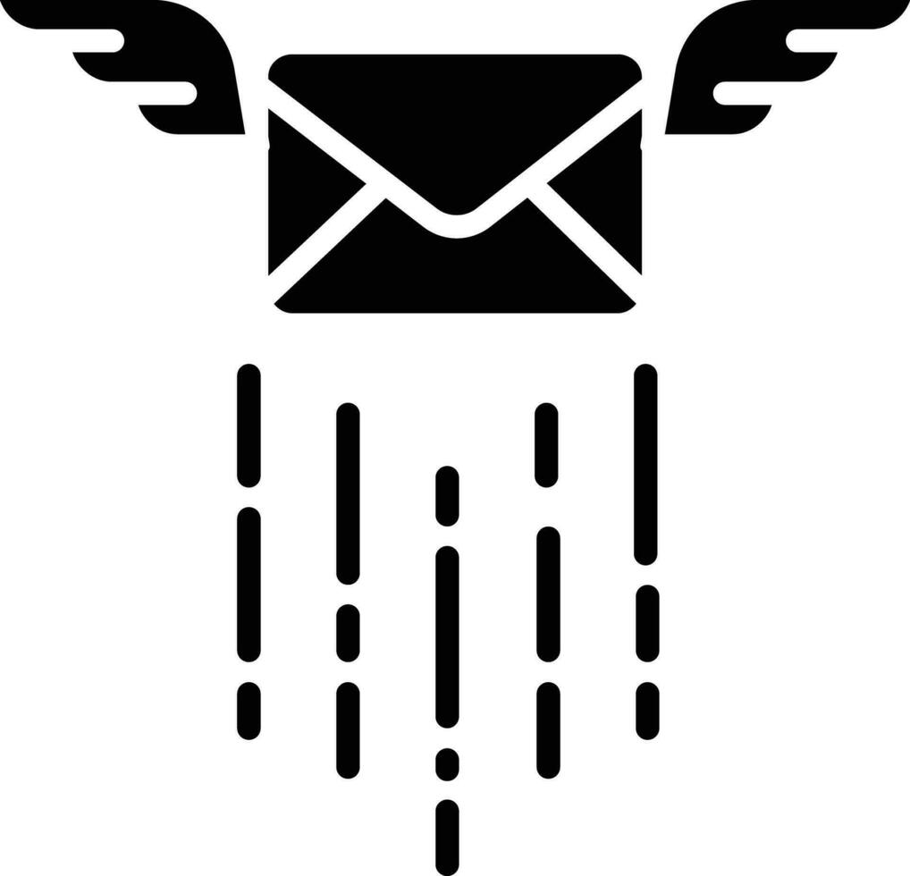 mail wings solid and glyph vector illustration