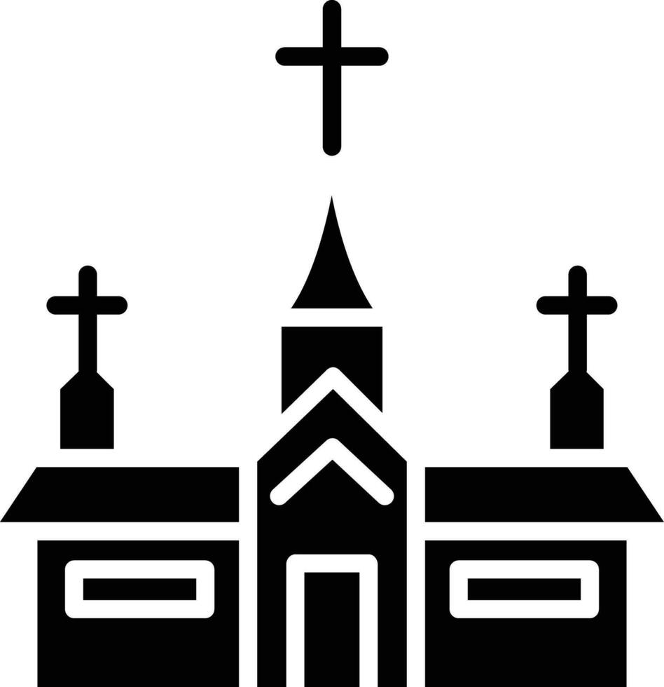 Church solid and glyph vector illustration