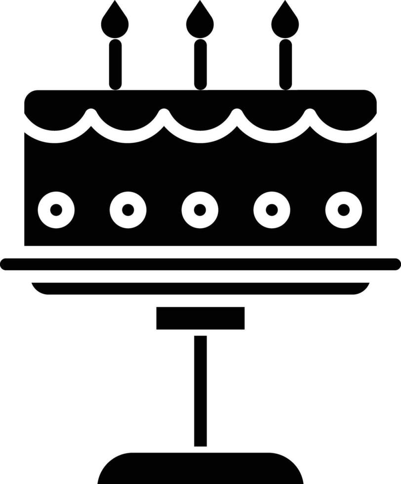 Birthday cake solid and glyph vector illustration